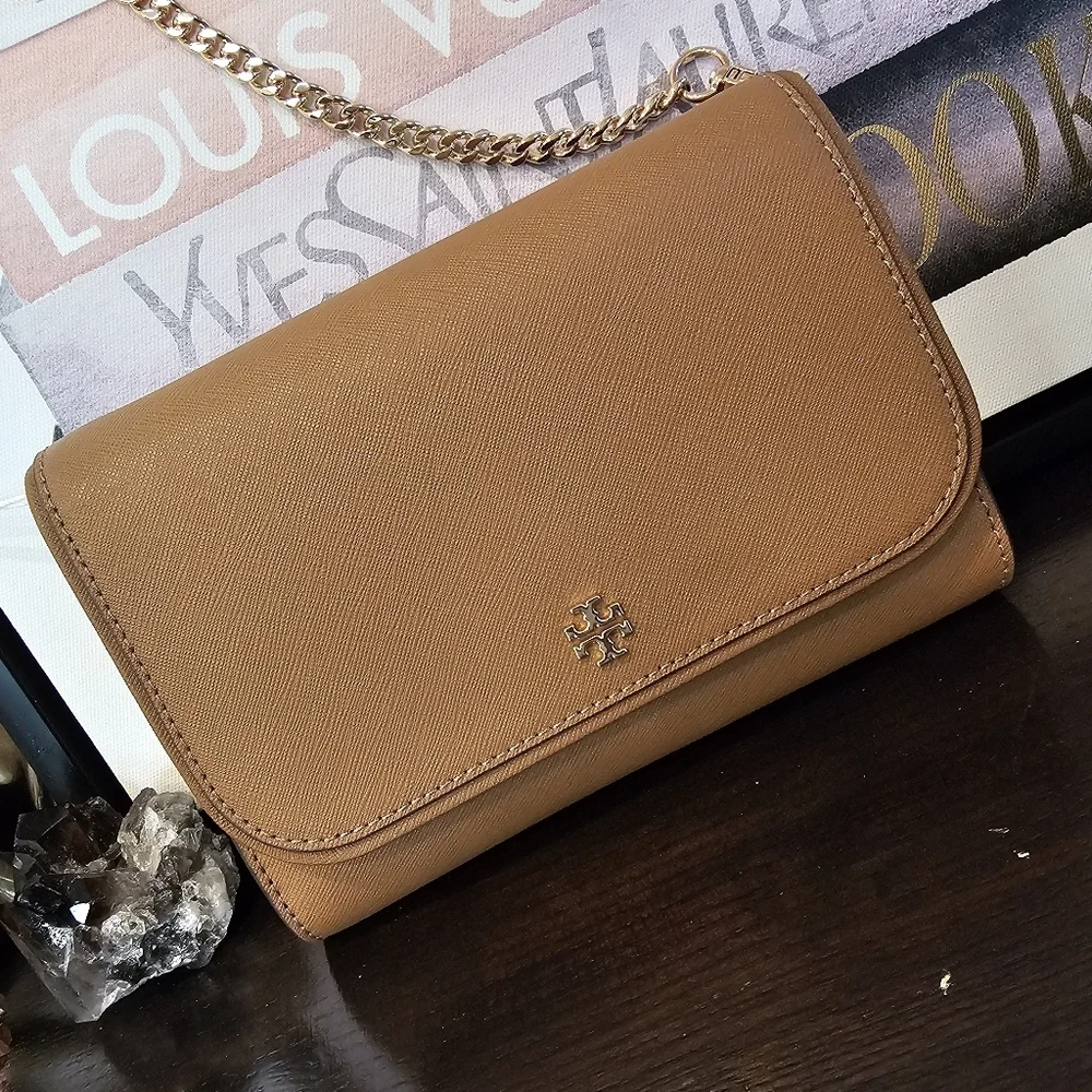 Tory Burch Emerson Wallet Crossbody Bag with Gold Chain
